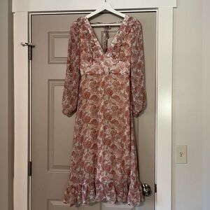Francesca’s Mi Ami Pink Floral Midi Dress